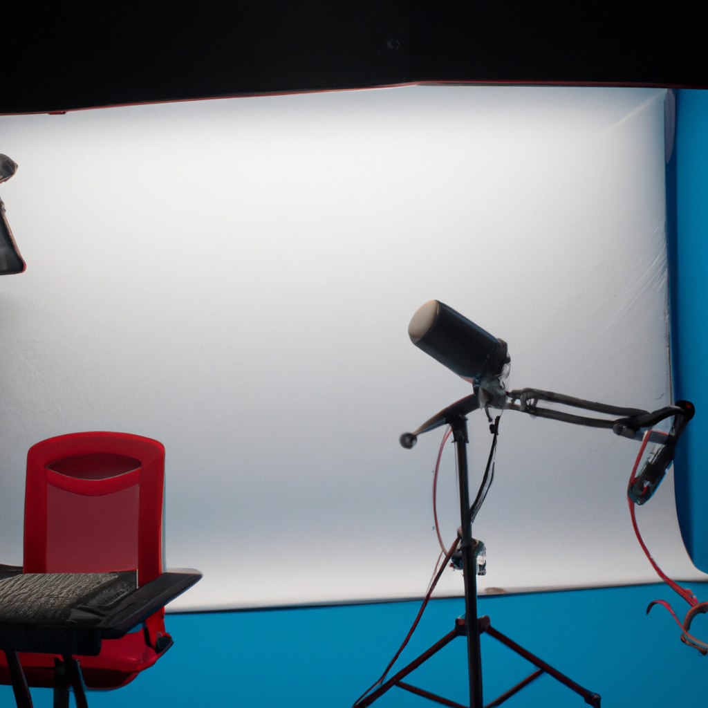 Cabina de grabación minimalista con tratamiento acústico profesional y micrófono de condensador en estudio español